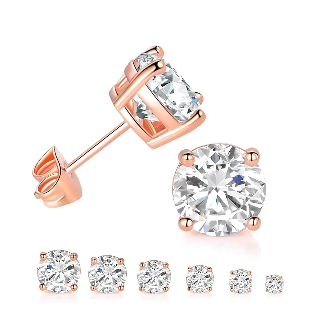 rose gold-5 pairs cubic set 3-7mm