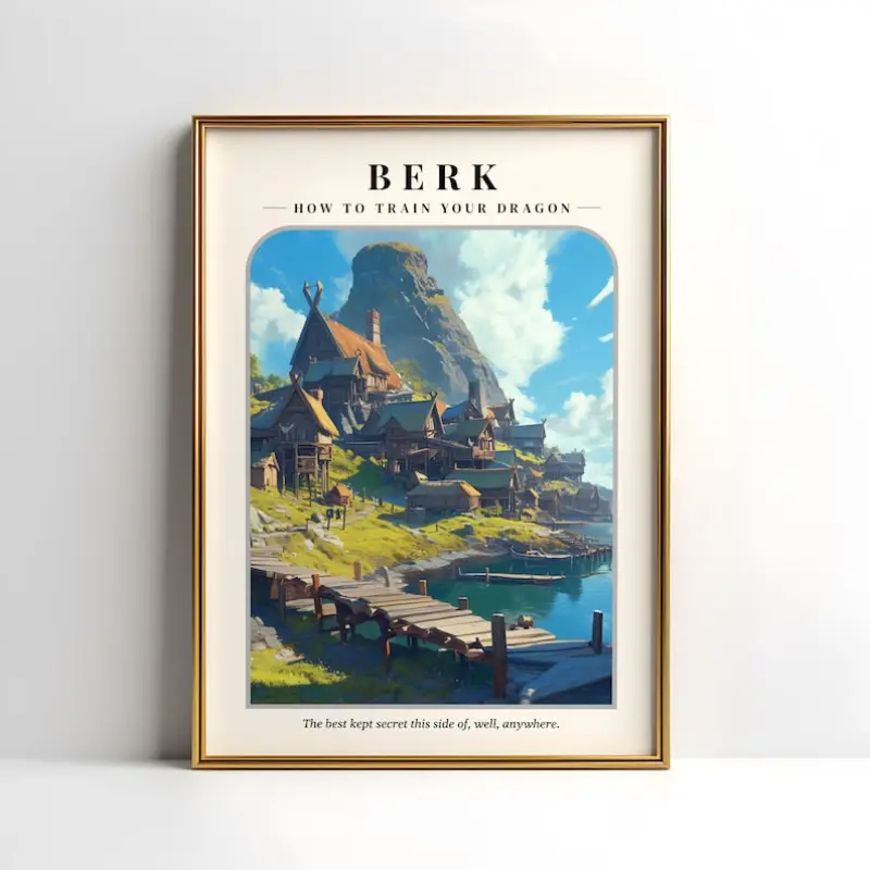Berk How to Train Your Dragon Digital Print, Dragon Poster, Travel Poster, Children's Movie Poster