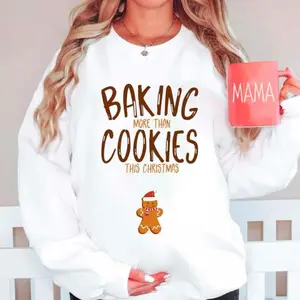 Baking More Than Cookies This Christmas T-Shirt, Sweatshirt, Hoodie – Cute Gingerbread Baby Bump Shirt For Moms, Pregnancy Reveal Holiday Outfit, Funny Maternity Top