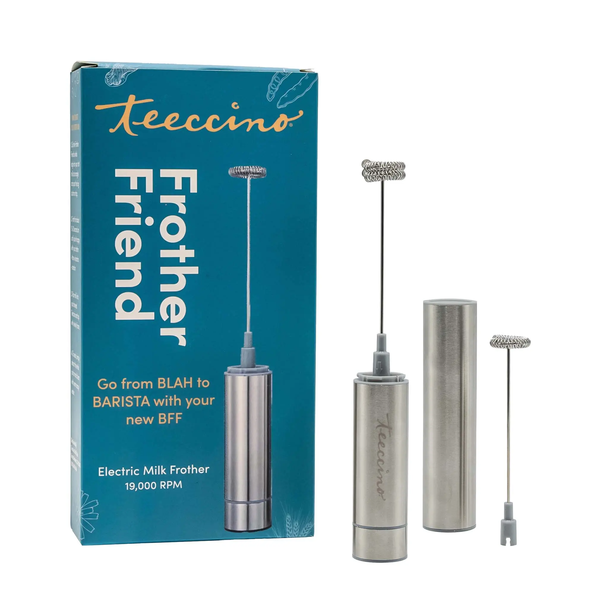 Teeccino Frother Friend Electric Milk Frother - Compact & Simple Design for Effortless Frothing - 19,000 RPM Motor - No Warranty