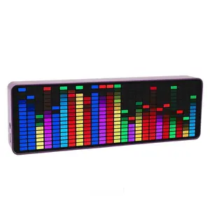 384 LED Music Spectrum Display Audio Spectrum Analyzer With Clock, 20 Dynamic 7 Color 1624 Segment Rhythm Light Level Voice Sensor Pickup Analyzer for Audio