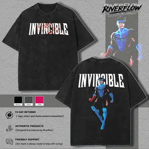 Invincible War double side Washed Tshirt, Comics Sweatshirt, TV Show Comics Shirt Menswear Top Vintage Washed T-Shirts, Trending Comic Tshirt Bestie 2026, trendy tshirt casual apparel