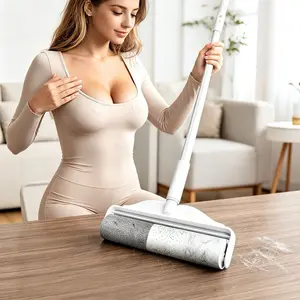 Extendable Long Handle Lint Roller for Pet Hair | 2-in-1 Extra Large Sticky Mop for Floor, Carpet, Couch & Bed