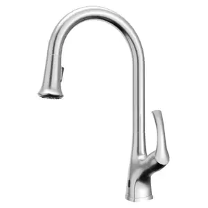 Chantilly Stainless Steel Touchless Kitchen Faucet – 17-3/8" High Arc, Pull-Down Spray, Motion Sensor, Dual-Function Stream, Battery Powered, Lead-Free Brass