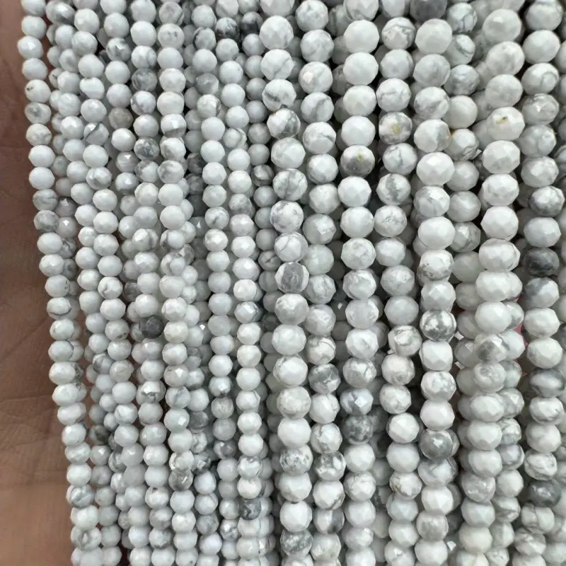 Best-selling Natural White Turquoise Faceted Polished Small Round Shapes Loose Spacer Beads (2-3-4mm) - Premium Material, Artistically Crafted for Adult DIY, Beads Making, Crafts, Jewelry Making