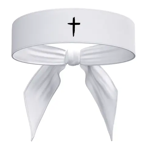 Cross Sports Head Tie Headband Sweat Fitness Black White - Christian Jesus God Scripture Bible Verse Faith Inspirational Men's Women's Kids Sweatband Head Band Sweat Band