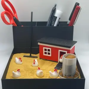 Mini Chicken Zen Garden, Mini Desk Decor, Sensory Calming Sand Garden for Desk, Fidget Stress Relief, Office Decor