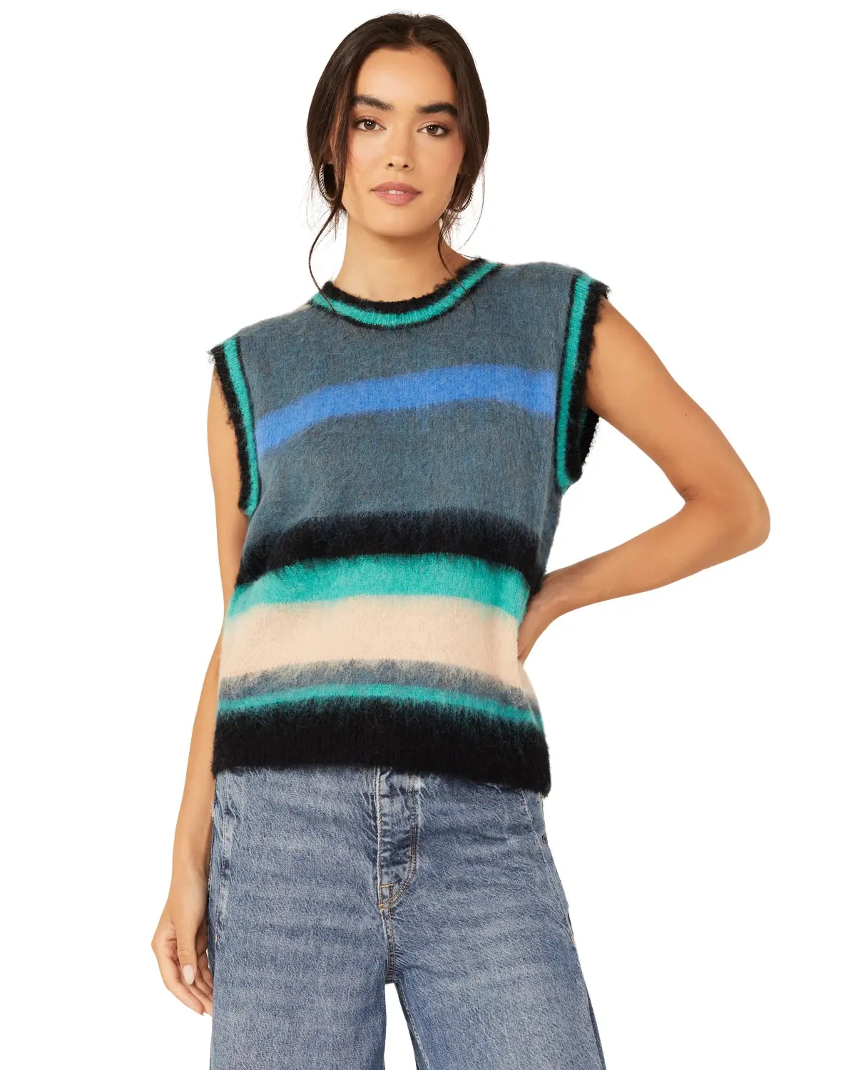 Molly Bracken Women's Women'S Striped Sleeveless Sweater Vest - Lal329bn