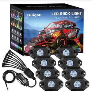 Nilight 8PCS RGB LED Rock Lights Kit – Multicolor Neon Underglow with Bluetooth App Control | Music Sync Flashing Timing Modes | IP68 Waterproof Wheel Well Lights for ATV UTV SUV Trucks dealsforyoudays car decor