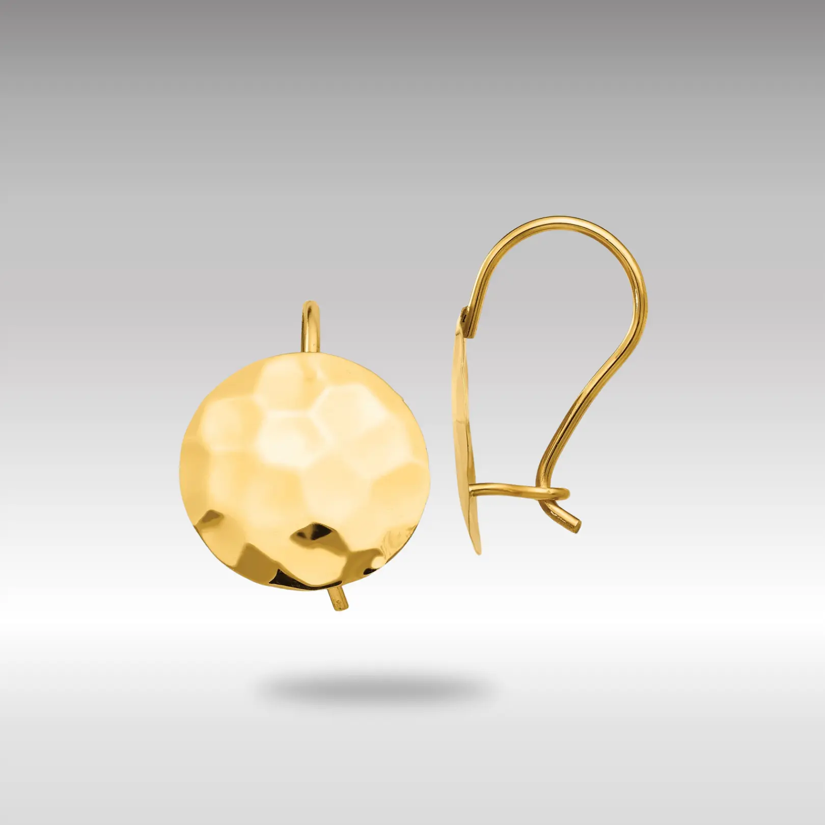 14K Gold Hammered Circle Disc Earrings - Model TH650