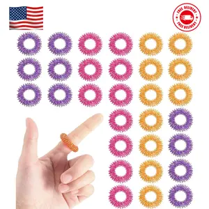 30 Pieces Acupressure Rings Spiky Sensory Rings (Pink, Orange, Purple)