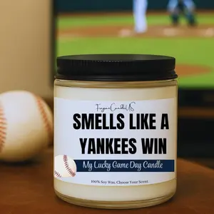 Yankees Merch, Game day Yankees fan, Smells Like a Big New York Baseball Win Candle – Lucky Game Day Candle | Baseball Fan Gift | Bronx Baseball Home Decor |  Gift for Fans | Watch Party, Sports themed candle, Christmas Secret Santa gifts holiday
