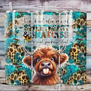 20 oz I’m kinda of a sweetheart and smarta** highland cow tumbler