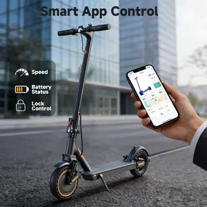 Electric Scooter 500W Brushless Motor 22 MPH Top Speed 22-30 Miles Range Dual Braking System LED Display Smart APP Control for Adults Portable Foldable Solid Tire Puncture-Proof Double Suspension Powerful Commuter Max Pro