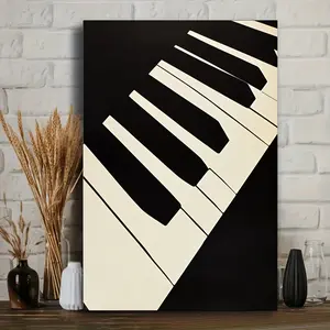 Music festival, black and white piano keys.Simple style, elegant art.Retro style.Framed, Ready to Hang, Home Art Decor, Artwork, Decorative Painting, Canvas Wall Art