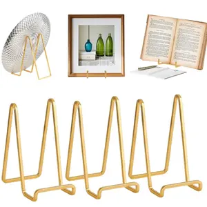 3PCS Plate Easel Display Stand - 6" Metal Plate Stand - Tabletop Picture Stand - Gold Iron Easel for Displaying Pictures | Picture Frames | Books | Decorative Plates | Plaques