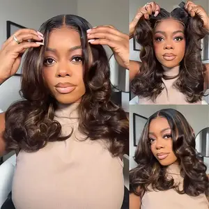 Celie Hair Ombre Brown Highlight 1B/2/30 Butterfly Layered Cut Glueless Wig Blonde Highlight 1B/22 6x5 HD Lace Ready to Go Wigs 200% Density Natural Black Human Hair Closure Wig Pre-bleached Knots & 3D Dome Cap