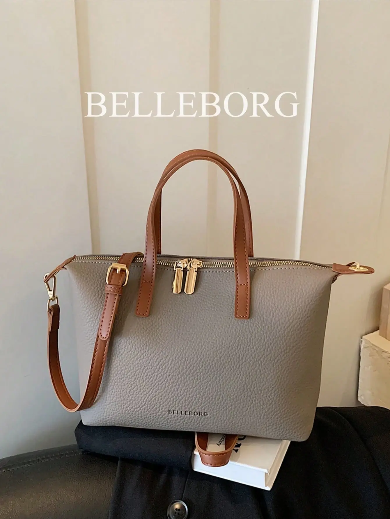 LOVEIU Lychee Texture Minimalist Large Capacity Lightweight Women Handbag Shoulder Bag Tote Bag Fashion PU Leather Everyday Travel Work