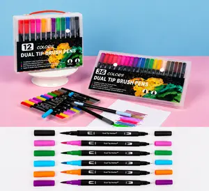 12/36 Colours Double Fibre-Tip Pens,Dual Brush Pen Set,Fine Tip Brush Art Markers for Adult Student Drawing Watercolours Bujo, Watercolor Painting Supplies, Artist Supplies