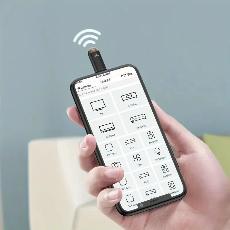 Smartphone Infrared Wireless Remote Control Adapter, Universal Mini Remote Control, Compatible with TV, Air Conditioner, Fan, Camera, Type-C Lightning
