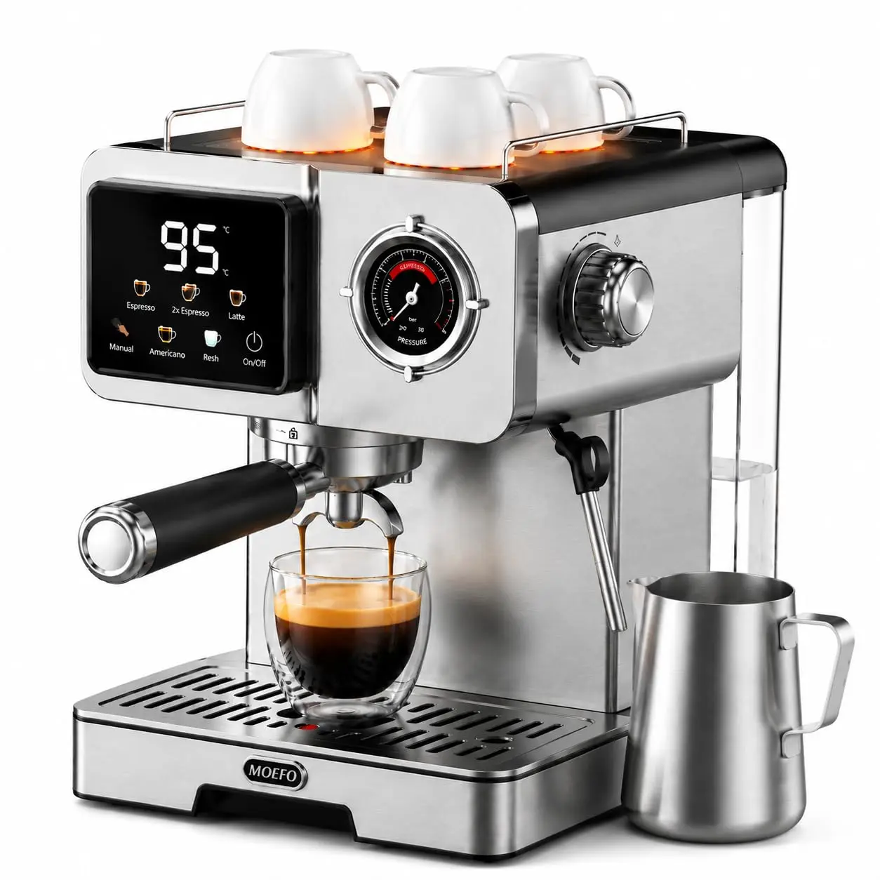 20-Bar Espresso Coffee   Machine, Espresso & Frother Coffee Machines   with Pressure Gauge, 58mm Portafilter, PID   Temp Control, 1500W Power, Stainless Steel   Build, Steam Wand, Cup Warmer for Home   Kitchen Use, Espresso Coffee Machines,techvibes
