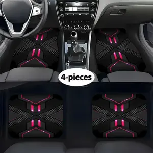 4pcs Base Edge Geometric Pattern Car Mats, Floor Mats For Car, Front & Rear Carpet, Fashionable Interior Protection for Cars, Trucks, Suvs, Car Accessories