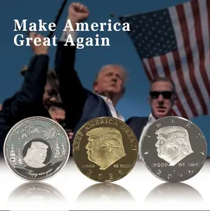 3PCS President Trump Commemorative Coins set, Patriotic Design, Holiday exquisite Gift with Protective Box(Non-circulating currency）
