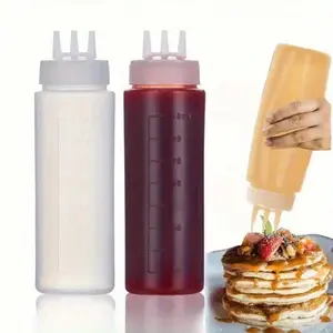 Kitchen Squeeze Bottle, Condiment Squeeze Dispenser for Salad Dressing, Plastic Sauce Bottle for Syrup Mustard, Thick Wall BPA-Free Squeeze Container – For Women Men Daily Meal Prep ketchup