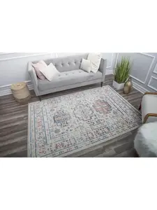 212 MAIN RA29414 8x10 ft Rectangle Gallagher GL55D Flaxen Sundara Vintage Transitional Area Rug, Featuring Floral Motifs, Vivid Colors, for Indoor Use