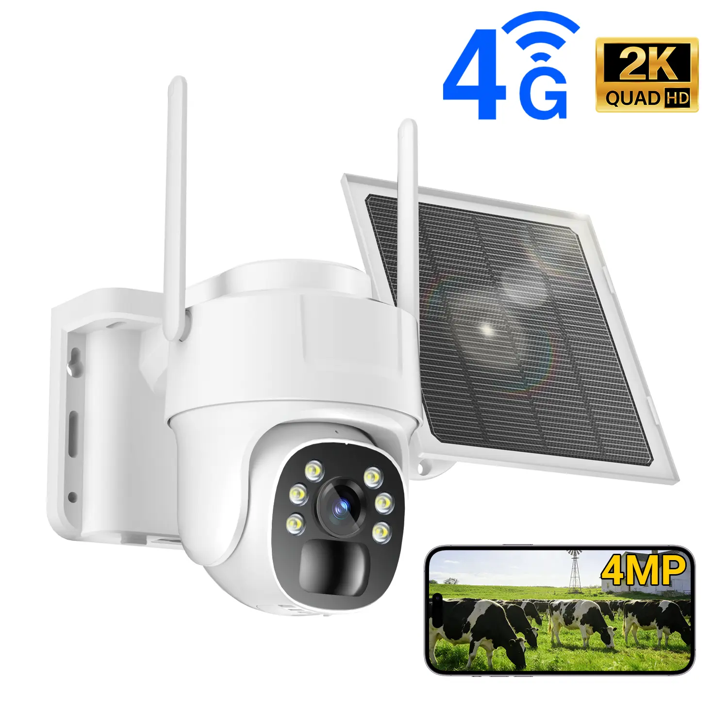 No WiFi Needed Security Camera 4G LTE Cellular Security Cameras Wireless Outdoor Built-in 4G eSIM, PTZ Live View, Night Vision, iCam365 APP Remote, IP65 Waterproof, 2 Way Audio, Non WiFi