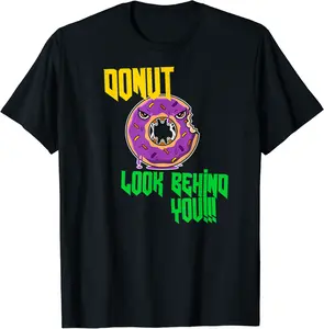 Halloween Donut Look Behind You Candy Corn Teeth Scary Fun T-Shirt - Nicolekhach Shop 91B07XNSDWH6