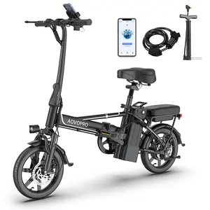 【F】AOVOPRO  EB60 | 500W Motor (Peak 750W) | 22MPH | 14" Pneumatic Tires | 22–40 Mile Range | Dual Disc Brakes | Foldable | Two Seats