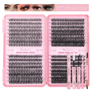 640 Pcs DIY   Kit, 9-16mm Synthetic Individual Eyelashes Extensions, Easy-to-Apply Reusable Makeup Products for Beginners, Natural Wispy Daily Use, Ideal Gift outdoorfun lashes spikes clusters
