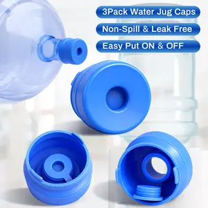 3Pack Water Jug Caps, Silicone Reusable Replacement Cap, Non Spill Bottle Caps for 55mm Bottle Water Dispenser Caps