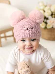 Newborn Knit Hat for Babies 1-3 Years Old, Warm Winter Beanie for Outdoor Use, Casual Style Moderate Fabric, Daily Commute Cap, Bonnet with Bunny Ears