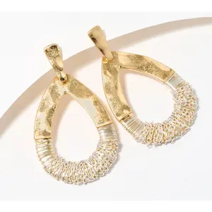 Susan Graver Mixed Metallic Chain Detail Drop Earrings