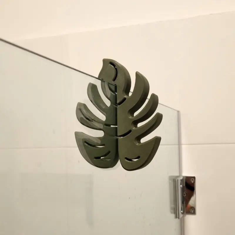 Monstera Leaf Shower Glass Hook | Bathroom Towel Hook for Glass Door | Botanical Bathroom Decor