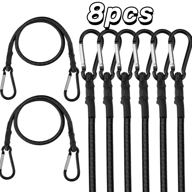 24" Bungee Cords with Hooks, 8 Pack Heavy Duty Outdoor Bungee Strap | Bungie Cord, No Odour Bungee Rope for Securing Tarps, Tent, Luggage Rack, Cargo, Bike,Transporting, Garage Storage, Black