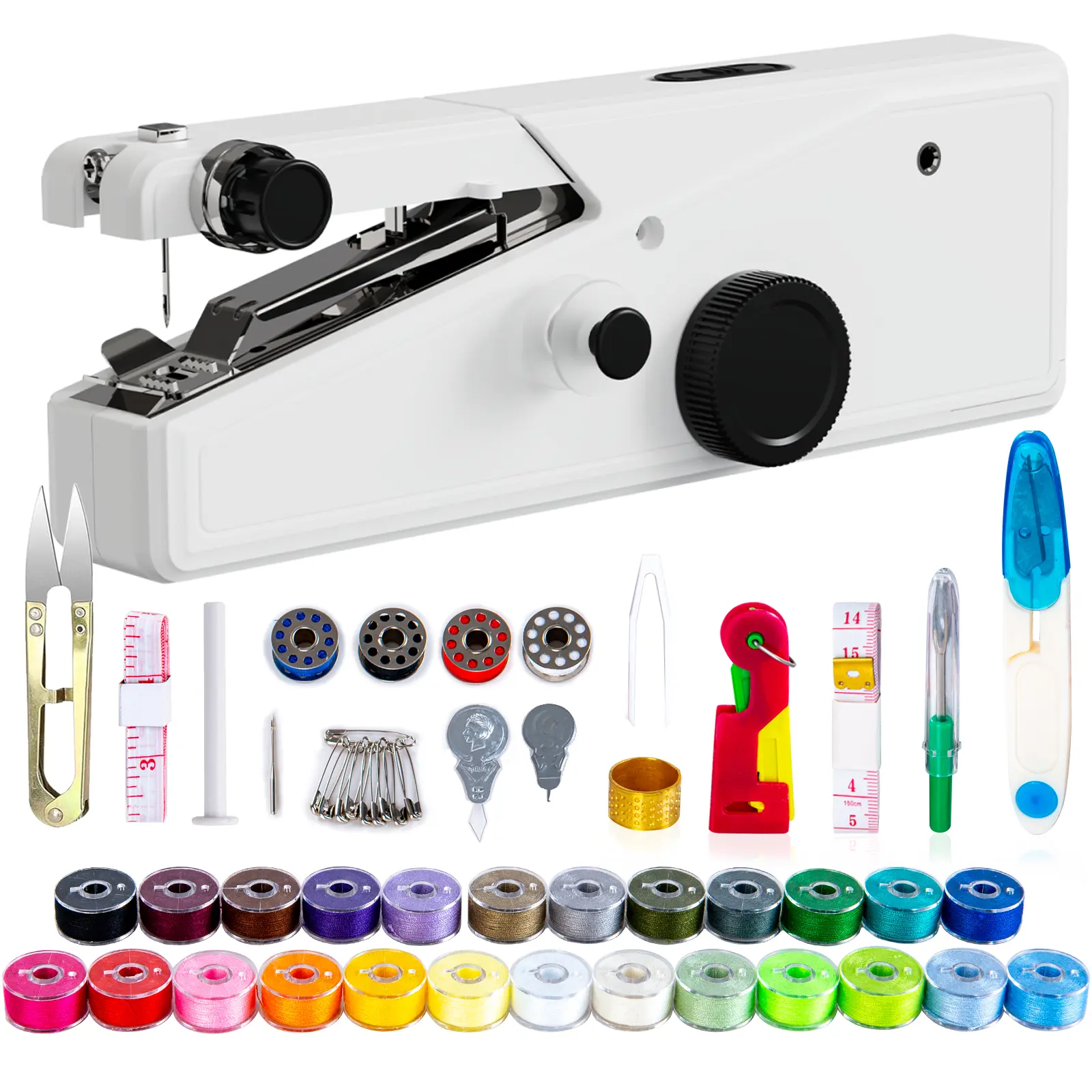 Handheld Sewing Machine, Portable Mini Sewing Machine for Clothes Repair, Cordless Pocket Stitching Tool with Accessories Kit, Easy DIY Sewing Machine for Beginners, Home & Travel Use  (Battery Not Included)