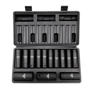 VEVOR 1/2 Drive Impact Socket Set, 11 Piece Deep Socket Set SAE 3/8-1, 6 Point CR-V Alloy Steel for Auto Repair, Easy-to-Read Size Markings, Rugged Construction, Includes Storage CaseVEVOR Super Brand Day