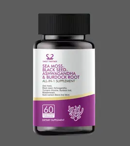 Black Seed Oil Ashwagandha Burdock Root Complex with Turmeric, Vitamin C, D3, Rich Herbal Blends Mineral Supplement All-in-1 Support Immunity, Energy Boost & Overall Health, 60Ct healthcare multivitamin
