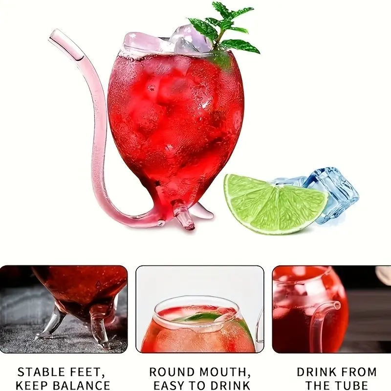 Vampire Swan Glass Cup with Straw, 12oz Insulated Wine Chiller, Glass Drinking Cup, Halloween Christmas Party Drinkware, Reusable Hand Wash Only, Pirate Theme