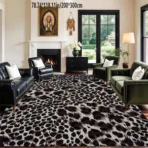 Leopard print modern wind area carpet machine washable home decor sofa coffee table mat bedside mat kitchen study home carpet mat Shag Area Rugs Animal Print Rug