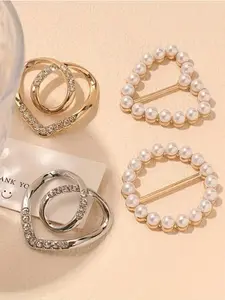 Elegant Alloy 8-Pack Brooch Pins Set - with Pearls and Rhinestones, Assorted Minimalist Irregular Shapes - Fashion Garment and Scarf Accessory, Durable Metal Pins