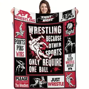 Wrestling pattern printed flannel blanket, soft and warm for all seasons, multi-purpose on sofa, office, bedroom or outdoor travel and camping