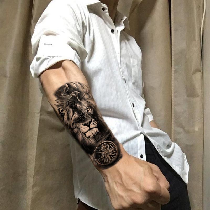 34 Sheets Temporary Tattoos Stickers, 10 Sheets Fake Body Arm Chest Shoulder Tattoos for Men or Women with 24 Sheets Tiny Black