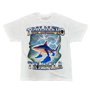 Trallalero trallallà Funny Shark Meme T-shirt, Bootleg Rap Tee, Shark With Shoes Meme Shirts