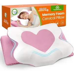 Cervical Neck Pillow for Sleeping, Side Sleeper Pillow, Ergonomic Pillows for Neck Pain Relief, Shoulder Pillows for Side Back Stomach Sleepers (Pink, Queen Size)