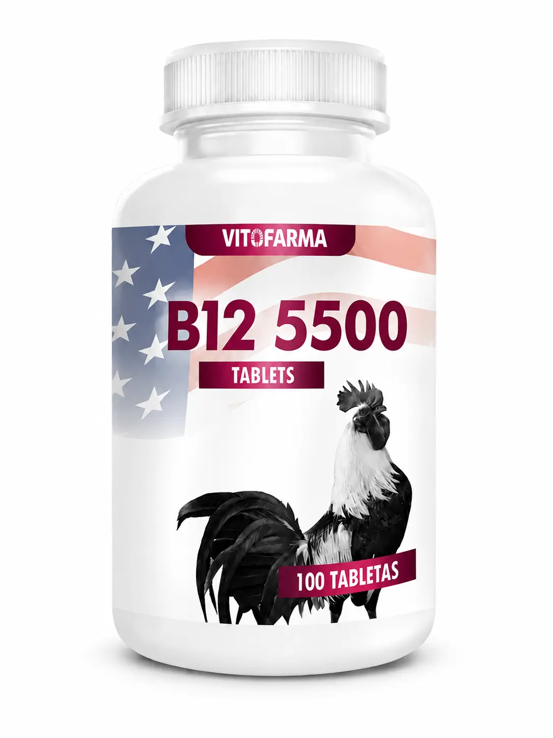 Vitofarma Red Rooster Vitamin B12 Complete Multivitamin Supplement - Bird Healthcare Nutrition for Roosters, 5500 Strength, 100 Oral Tablets, Supports Healthy Body Condition & Body Health, Wellness