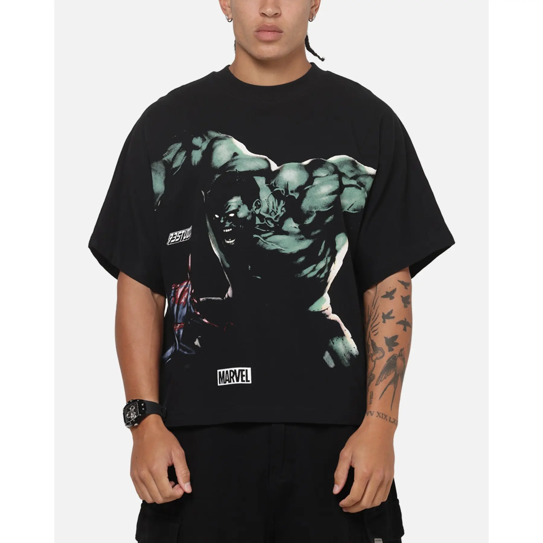 73Studio Marvel Hulk Vs Spider-Man T-Shirt Black